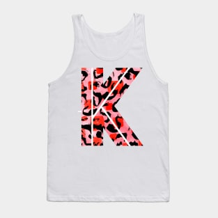 Abstract Letter K Watercolour Leopard Print Alphabet Red Tank Top